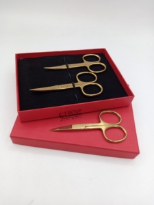New Arrival Professional Gold Plasma <b>Mini</b> Eyebrows Scissor Sharp Straight Blade Stainless Steel Your Own Custom Logo Color - Product Image 2