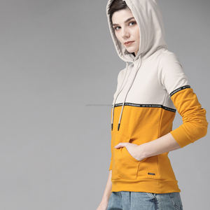 เสื้อฮู้ดผู้หญิง Fit2Fight รุ่นยาว สไตล์สองสี ผ้าฟลีซ แขนยาว สำหรับฤดูใบไม้ร่วงและฤดูหนาว สตรีทแวร์ - Product Image 1