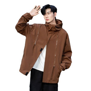 Chaqueta de hombre cortavientos impermeable y ligera para deportes al aire libre con logotipo personalizado y cremallera - Product Image 1