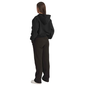 Ensemble de vêtements de sport d'hiver pour femmes de qualité supérieure respirant couleur unie chaud polaire à capuche pantalon de survêtement écologique grande taille - Product Image 3