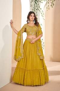 Dernière Designer Faux Georgette Broderie Séquence Travail Lehenga Choli par Fab Zone Vêtements Indiens et Pakistanais - Product Image 3