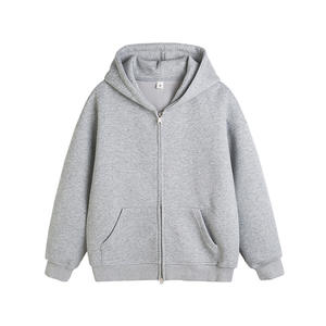 Sweat à capuche pour hommes surdimensionné personnalisé en gros broderie impression logo coton poids lourd blanc unisexe fermeture éclair vers le haut sweats à capuche pour hommes - Product Image 5