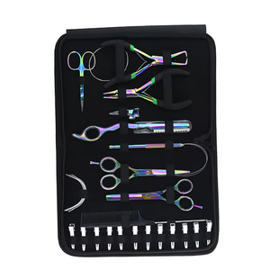 Prix de gros, haute qualité, logo personnalisé, kit de pinces à extensions de cheveux réutilisables en acier inoxydable multicolores - Product Image 2