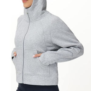 En plein air hiver femmes sweats à capuche fermeture éclair pleine manches 100% coton sport athlétique sweat pouce trou pull à capuche pour les femmes - Product Image 5