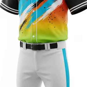 Maillot et pantalon de baseball en gros, logo personnalisé, uniforme de baseball pour hommes et jeunes, vêtements de softball respirants - Product Image 3