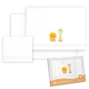 Ensemble de literie pour bébé Jirafa Pajaro blanc 3 pièces, 100% coton, drap de poussette (106x72), drap-housse (80x40x7), housse de lit (38x25), tissé, dessin animé - Product Image 1