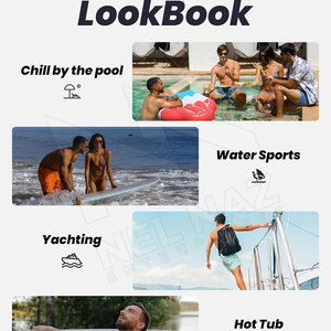 Shorts d'été respirants et écologiques pour hommes, taille haute, fermeture à cordon, imprimés, en spandex/polyester, séchage rapide, poche imperméable - Product Image 6