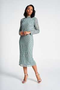 Luxury Exquisite <strong>Plus</strong> <strong>Size</strong> <strong>Prom</strong> <strong>Dress</strong> Long Sleeve Elegant High Neck Beaded Decorated Party Gown Classic Knee -Length Embroidery - Product Image 3