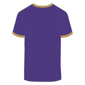 HBCU hombres educados Chenille contraste Trim Ringer camiseta púrpura con letras bordadas doradas algodón suave ropa universitaria - Product Image 3