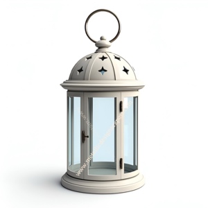 Elegante linterna de metal blanco con recortes de estrellas y paneles de vidrio, portavelas hecho a mano perfecto para decoración de hogar, jardín o eventos - Product Image 1