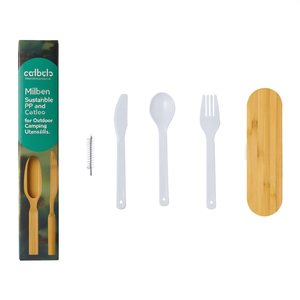 Set di posate Milner sostenibili in PP e bambù per campeggio all'aperto - Product Image 2