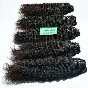 100% Extensions de cheveux humains droits indiens vierges Remy non transformés cuticule alignée aucun traitement chimique faisceaux de vagues bouclées - Product Image 5