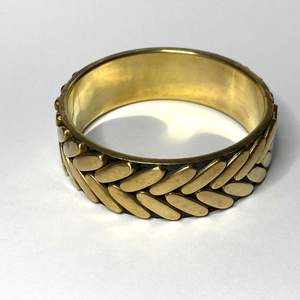 Bracelets tressés en laiton doré des années 1970 Bracelet ethnique belle grosse déclaration Bracelet en laiton épais - Product Image 5