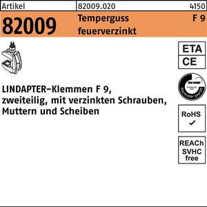 Terminal de Abrazadera R 82009 GTW 40 F 9 M20/32 82 Hierro Fundido Maleable Galvanizado en Caliente 1 Unidad LINDAPTER - Product Image 1