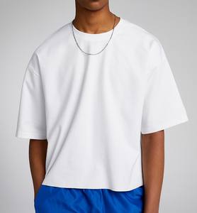 T-shirt à manches courtes en tricot lourd uni personnalisé, surdimensionné, épaules tombantes, vintage, homme, 100% coton, lavage à l'acide - Product Image 6