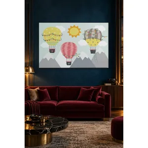 Fida Snowy Mountains and Hot Air Balloons in a Sunny Sky <b>Canvas</b> Print - Product Image 1