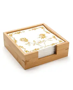 Bamboo <b>Napkin</b> <b>Holder</b> Square 7.5" x 7.5" x 2.5" Wood <b>Napkin</b> Tray Wooden Guest Towel <b>Holder</b> for Kitchen Table Countertop - Product Image 1