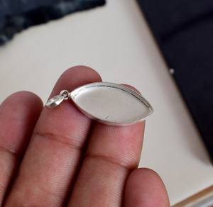 925สเตอร์ลิงเงินแบบว่างเปล่าตั้งค่าจี้คอลเลต์4x8ถึง12X24มม. ทรงมาร์คีสโตนอัญมณีฝาครอบถ้วยเงินเปล่า - Product Image 1