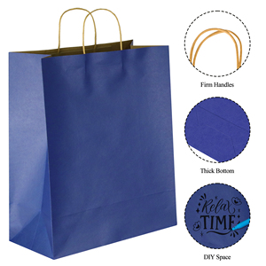 Bolsa de Papel Kraft Azul con Logotipo Personalizado, Impresión Digital, Asas Retorcidas, para Proyectos de Manualidades, Empaque para Minoristas, Se Aceptan Pedidos Personalizados - Product Image 3