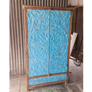 Armario independiente de madera de mango ecológico de primera calidad, diseño tradicional moderno, tallas florales azules de angustia, ocho escuelas - Product Image 2