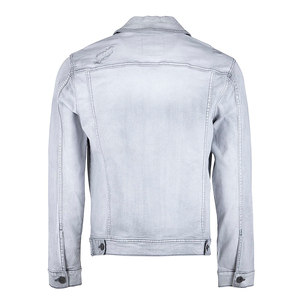 แจ็คเก็ตยีนส์คลาสสิกผู้ชายผ้าฝ้าย 100% รุ่นคัสตอมวินเทอร์ - สไตล์สุภาพบุรุษ สีไลท์วอช ขาดๆ แบบสตรีทแวร์คุณภาพสูง พร้อมโลโก้ด้านหน้า - Product Image 4