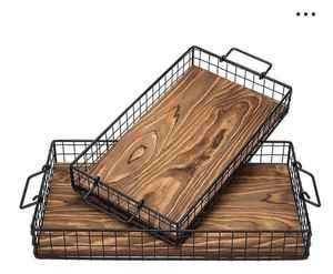 Diwali moderno de Venta caliente para bandeja rectangular de madera con mango de metal plato de tamaño personalizado para servir comida en el hogar - Product Image 5