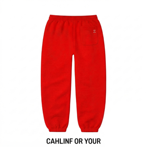 Pantalon de jogging pour homme en twill rouge de qualité supérieure 320 GSM, séchage rapide, respirant, écologique, plissé à l'avant, fermeture à cordon, léger, OEM - Product Image 2