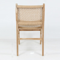 Chaise de jardin moderne en teck massif naturel, siège tissé à la main minimaliste, écologique, pour chambre et cuisine
