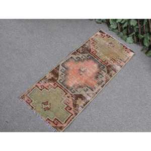 พรมวินเทจสไตล์ตุรกี ขนาด 1.2x2.9 ฟุต พรมขนาดเล็ก สีน้ำตาลส้มลายพราง - Product Image 2