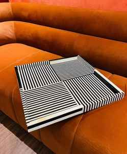 Bandeja de servicio rectangular con incrustaciones de hueso de diseño exclusivo hecha a mano, patrón Floral ecológico, estilo árabe de grado comercial - Product Image 6