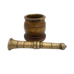 Maja de mortero Vintage de latón Okhal Moosal marrón para moler especias accesorios de cocina de alta calidad - Product Image 2