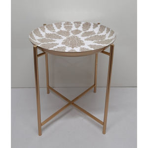 Calcomanía de mesa lateral de forma redonda de Metal de hierro personalizada, acabado esmaltado para sala de estar, muebles decorativos, mesa de centro hecha a mano - Product Image 1