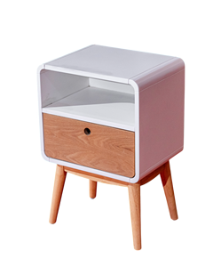 High Quality Modern Design <b>Nightstand</b> MDF Ash Veneer Material Natural Rubber Wood White Accents for Bedroom Hospital Hotel - Product Image 4