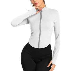 Veste serrée de sport de yoga pour femmes de haute qualité hauts d'entraînement à manches longues à fermeture éclair personnalisés - Product Image 5