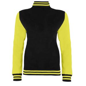Chaqueta Universitaria de Béisbol Amarilla y Negra de Talla Regular, Chaqueta Universitaria Personalizada con Bordado al por Mayor para Mujer, Modelo 2026 - Product Image 2