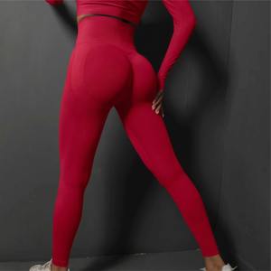2025 pantalons de Yoga respirants taille haute pour femmes-Leggings de Fitness sans couture contrôle du ventre vêtements de gymnastique pantalons serrés extensibles solides - Product Image 5