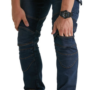 Jeans de course slim pour hommes noirs avec protections amovibles pour les genoux et les hanches, respirant et à séchage rapide - Product Image 6