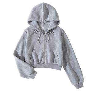 Women Fleece Full Zip Up Cropped Hoodie Long Sleeve Drawstring Hooded <b>Crop</b> Casual Jacket <b>Top</b> Drop Shoulder Breathable for <b>Men</b> - Product Image 1