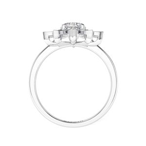 Bague de fiançailles pour femme en argent sterling et or rose, style floral, avec diamant de laboratoire taille ronde, par RITZIN - Product Image 1