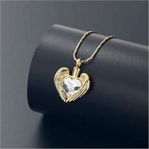 Collar de urna de cremación para cenizas, collares conmemorativos de corazón de acero inoxidable, soporte para cenizas para recuerdo humano, seres queridos, tamaño personalizado - Product Image 3