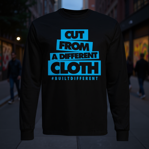 T-Shirt Streetwear Gamma Blue a Maniche Lunghe Realizzata con Tessuti Diversi - Articolo Promozionale - Product Image 1