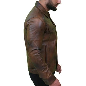 Elegante chaqueta de cuero para hombre con logotipo personalizado Nueva moda Street Wear con cuello de plumón y tela de lona OEM disponible - Product Image 4