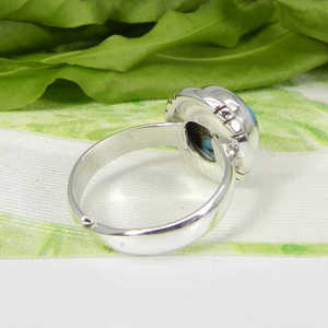 Anillo Fino de Turquesa Natural de Cobre Mohave, Joyería de Plata de Ley con Corte Liso, Baño de Rodio Vermeil, 10mm - Product Image 6