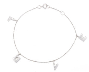 Tendencia 100% auténtico diamante redondo amor encanto pulsera 18K oro blanco sólido cadena enlace pulseras ajustables joyería hecha a mano - Product Image 3