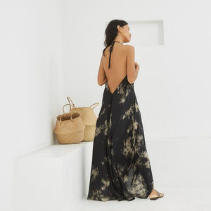 Attrayant femmes cravate teinture bohème robe plage longue sans manches Maxi col en V profond Sexy grande taille été dames Maxi pour les femmes - Product Image 3