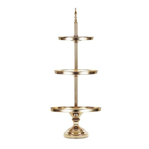 Soporte para Pastel de Latón de 4 Niveles de Buena Calidad para Decoración de Mesa de Bodas y Cumpleaños, Soporte para Pastel con Base en Acabado Dorado - Product Image 3