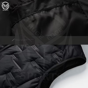 Gilet matelassé coupe-vent à capuche pour homme, fermeture éclair, vêtement d'extérieur, 100% polyester, écologique, séchage rapide - Product Image 3