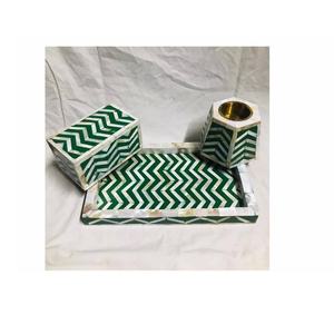 Vente chaude Chevron Motif Os Incrustation Plateau Ensemble Avec Bakhoor Brûleur Et Boîte Brûleur D'encens Ensemble Thé Lumière Ensemble Artisanat Indien - Product Image 2
