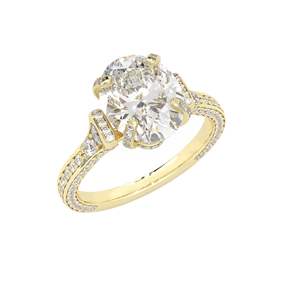 Anillo de Compromiso RITZIN con Halo Oculto y Corte Ovalado, Joyería Fina Hecha a Mano para Mujer - Product Image 1