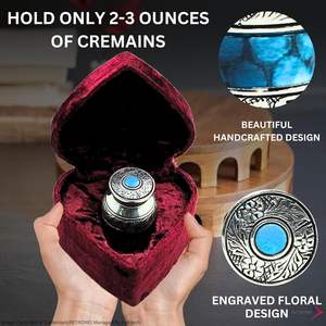 Mini urna de recuerdo para cenizas con caja de terciopelo en forma de corazón soporte de ceniza grabado Floral urna decorativa apreciada azul tamaño personalizado - Product Image 4